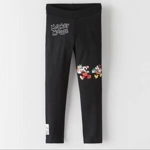 Zara Disney Black Leggings Mickey Christmas NWT